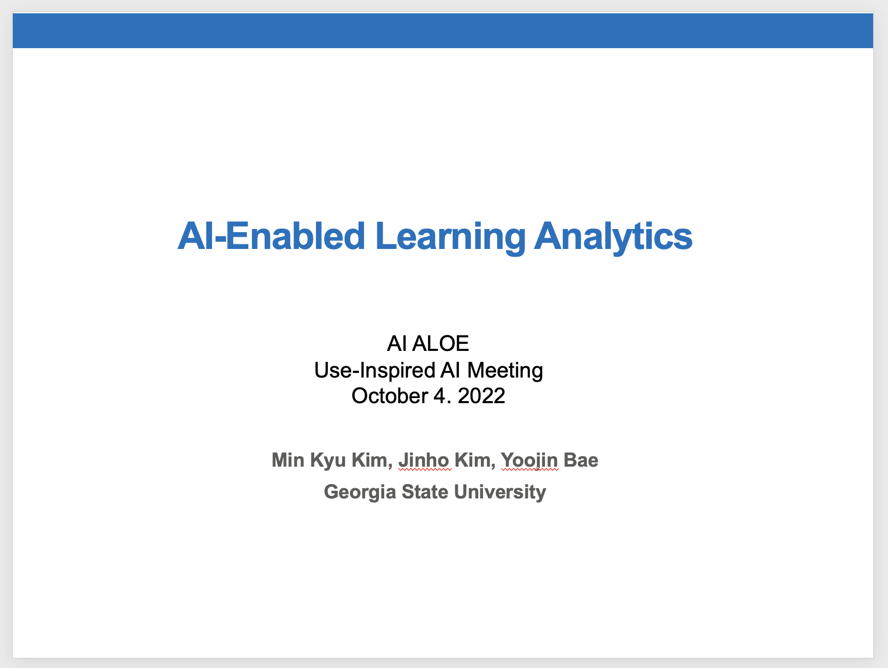 AI2 members gave a talk about AI-enabled learning analytics.